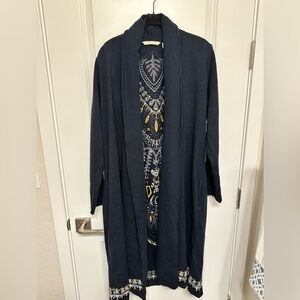 Soft Surroundings Embroidered Long
Jacket Sweater Cardigan Beaded Size L